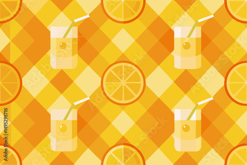 seamless pattern with glasses and fruits