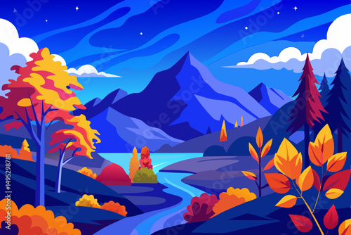 autumn landscape with mountains