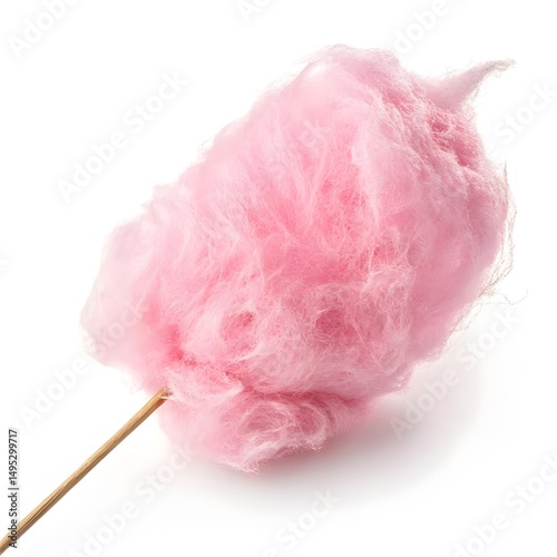 Pink and blue cotton candy on stick isolated on white background