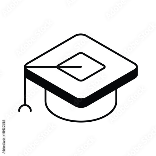 A well crafted isometric icon of mortarboard cap