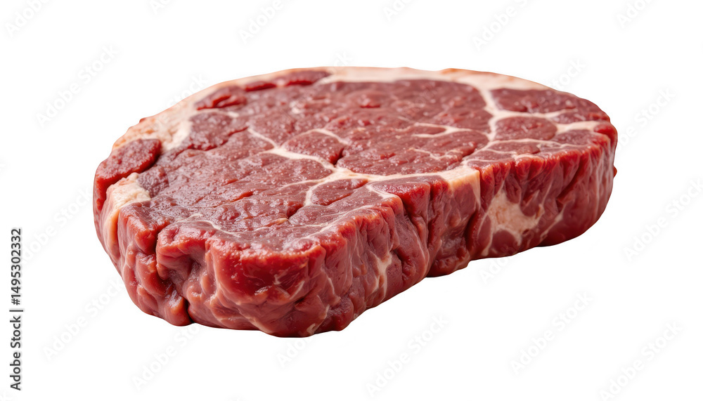 Fototapeta premium Sizzling steak on white background, a culinary masterpiece for meat lovers sizzling