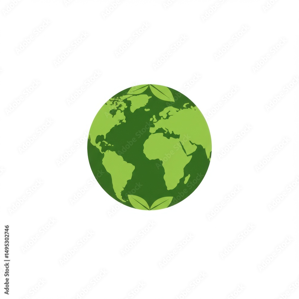 Abstract green globe with leaves representing sustainability Abstract green globe with leaves representing sustainability