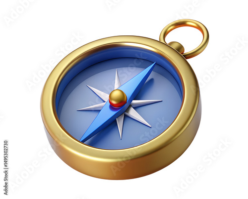 navigation Compass. 3d rendering isolated on white background. cartoon plastic style icon