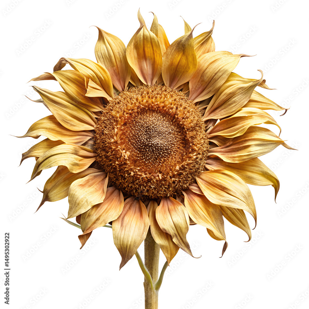 Fototapeta premium Detailed Realistic Sunflower Blossom Illustration