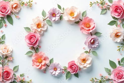 Pastel colored floral wreath design, repeating for a delicate social media aesthetic , pattern, feminine, pastel