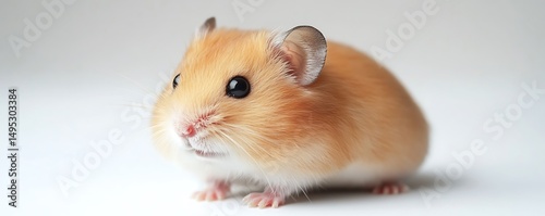 Cute hamster on clean white background, isolated, ample room for text, HD clarity.