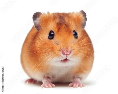 Cute hamster on clean white background, isolated with ample space for text.