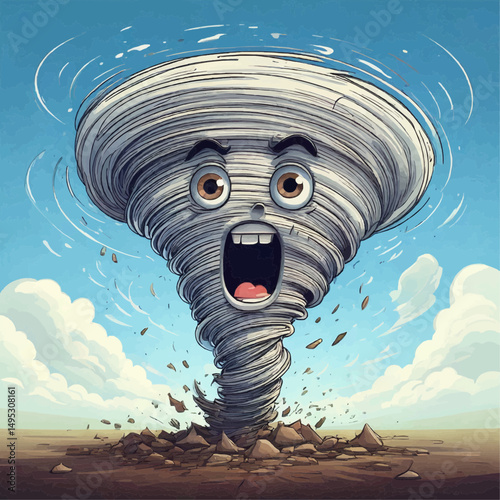 Cartoon Tornado Approaching Farm Vector