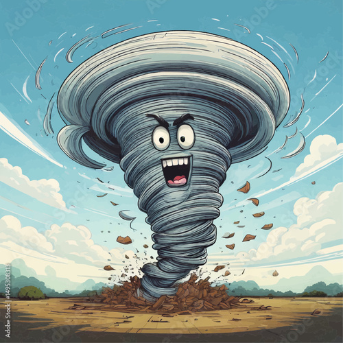 Cartoon Tornado Approaching Farm Vector