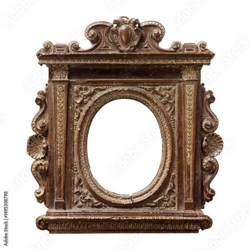 Ornate Tabernacle Mirror Frame - Antique Religious Decor Detail - 16th Century Style