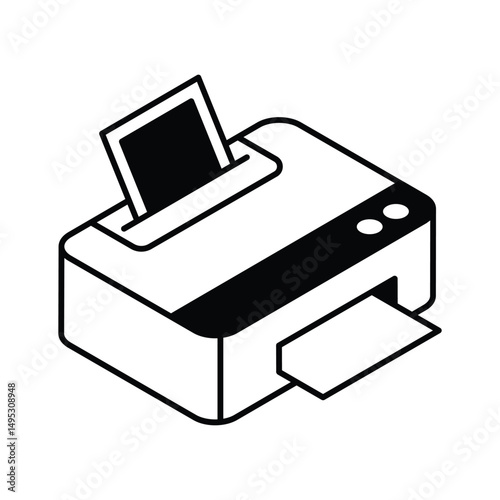 Trendy isometric icon showing a printer device