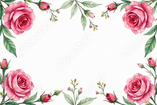 Delicate watercolor rosebuds & leaves, repeating pattern , subtle, design element, rose