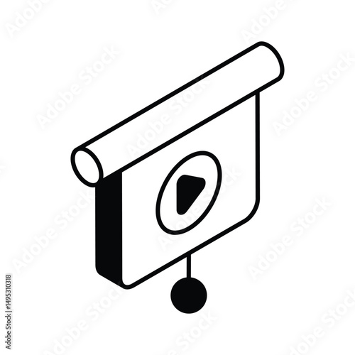 Trendy isometric filled icon of online video lecture