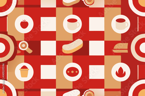 seamless pattern with red and white hearts