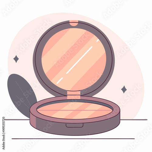 Compact powder in flat style with soft peach and beige tones