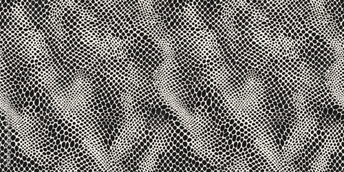 Snake skin vector seamless pattern. Simple black and white background with spots, dots. Animal skin texture, reptile pattern, lizard, cobra, python leather. Trendy organic design for decor, print