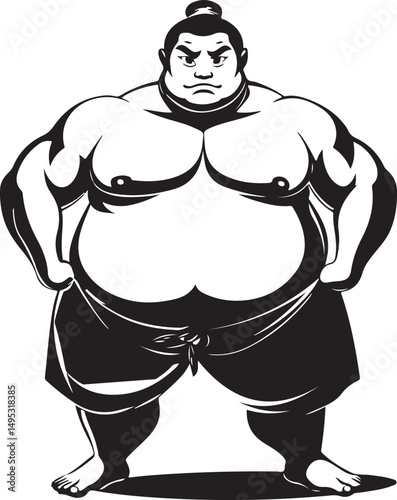 cartoon illustration of a sumo athlete