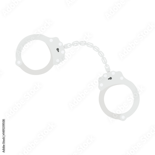 Handcuffs Illustration. Flat Style Icon on Isolated White Background
