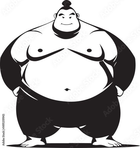 cartoon illustration of sumo athlete