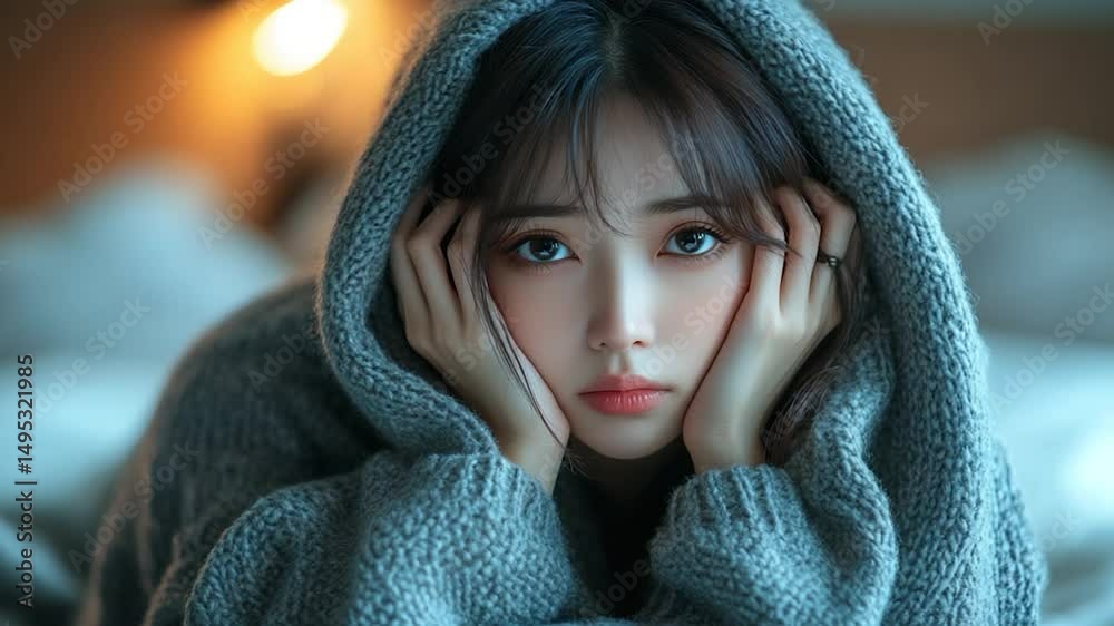Thoughtful young woman portrait