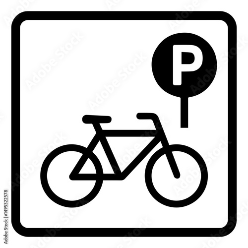 Bicycle parking lot icon with transparent background
