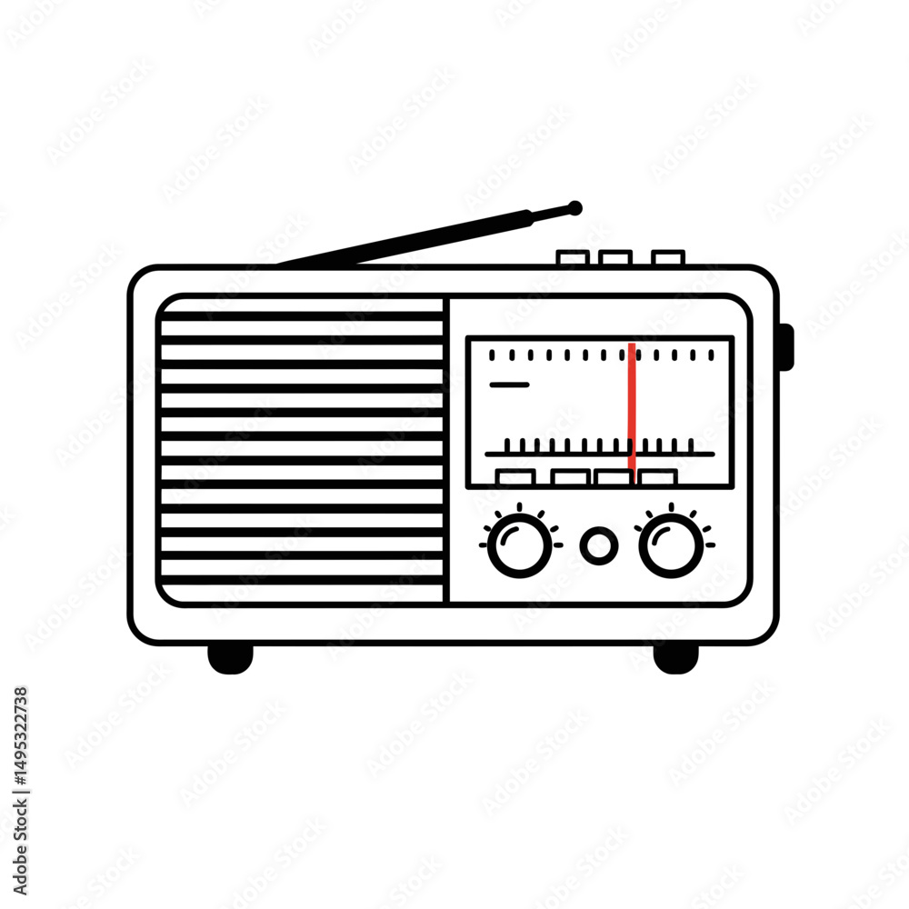 Fototapeta premium Retro radio isolated on white