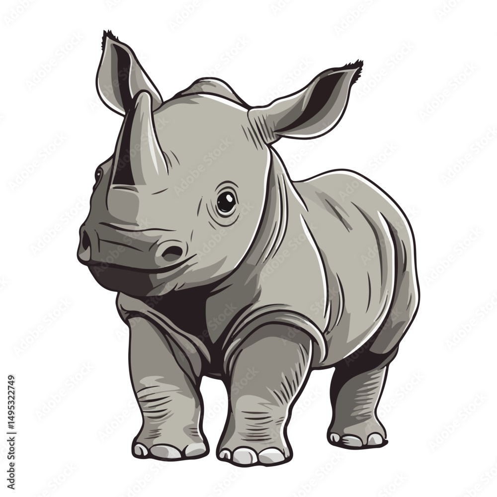 Fototapeta premium rhino, animal, vector, transparent background, mammal, isolated, wildlife, nature, wild, zoo, large, dangerous, horned, big, huge, creature