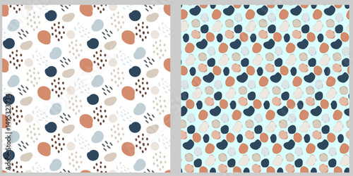 Abstract Neutral Pebble Dots and Brush Textures Set