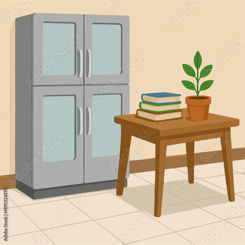 vector of cupboard on the edge of the table