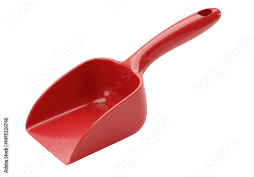 Red plastic scoop isolated on transparent background
