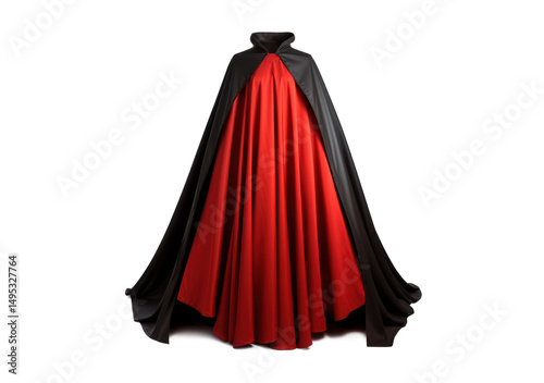 vampire red and black cape with folds isolated on white or transparent png