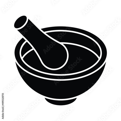 An isometric filled icon of mortar and pestle