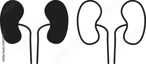 Set of Dialysis silhouette icons in trendy black flat and outline styles. Symbols use on website, mobile apps, logos and print media. Vectors illustration from medical and health care collection.