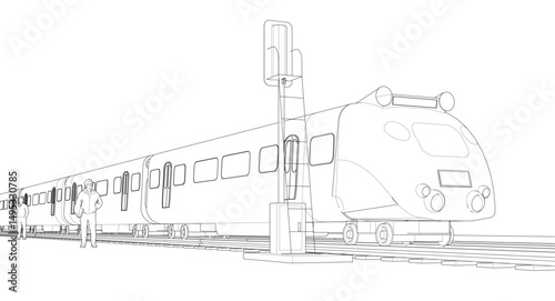 modern electric train 3d illustration
