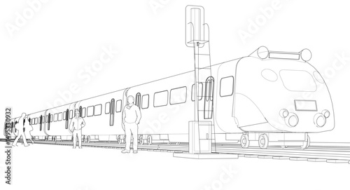 modern electric train 3d illustration