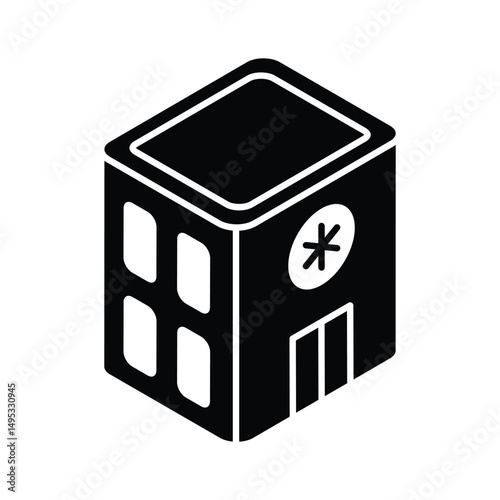 An amazing isometric icon representing a hospital building