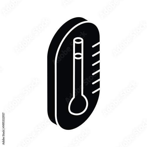 Visually engaging isometric icon of temperature check