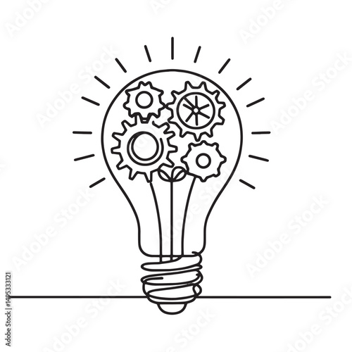 light bulb idea vector illustration simple one line drawing