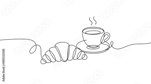 cup of coffee  vector illustration simple one line drawing