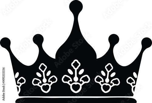 Set of Royal Crown Silhouettes Vector 