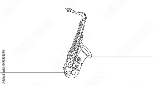 saxophone isolated on white  vector illustration simple one line drawing