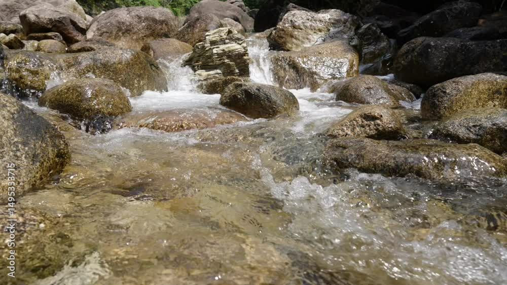 A clear stream in the valley,Flowing streams, clear and pure water resources A clear stream in the valley,Flowing streams, clear and pure water resources