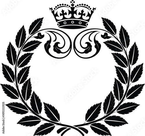 Royal Laurel Wreath with Crown Vector Emblem Design vector illustration