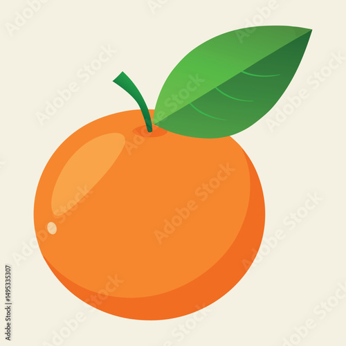 Set of Orange Fruits Vector Illustration Design Isolated on White Background, Whole Orange Fruit With Leaves.