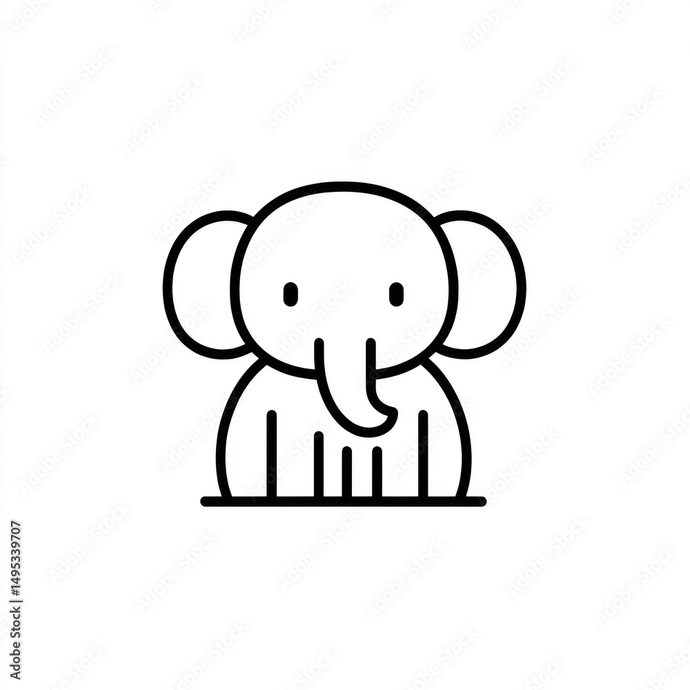 Fototapeta premium Cute cartoon elephant illustration, white background, children's book (2)