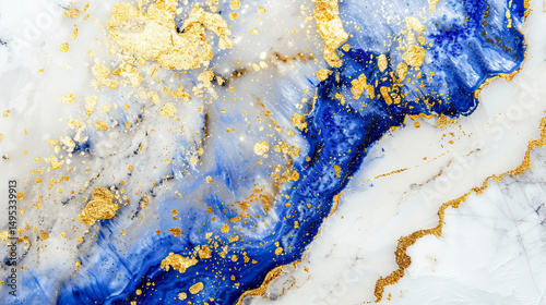 Elegant abstract artwork with blue, white, and gold accents. Perfect for backgrounds, design projects, and modern decor art pieces.