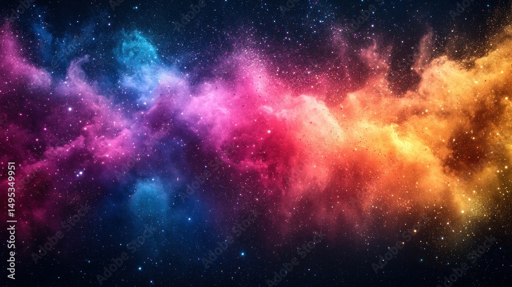 Fototapeta premium Colorful nebulae swirl in dark space