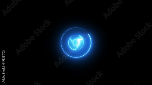 Glowing neon Chrome app icon animation on black background. Web browser icon