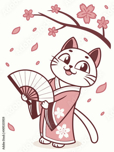 Japanese Cat – Maneki Neko Vector Illustration

