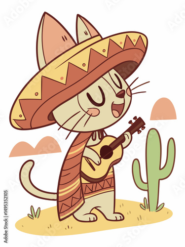 Mexican Cat – Fun Fiesta Vector Illustration

